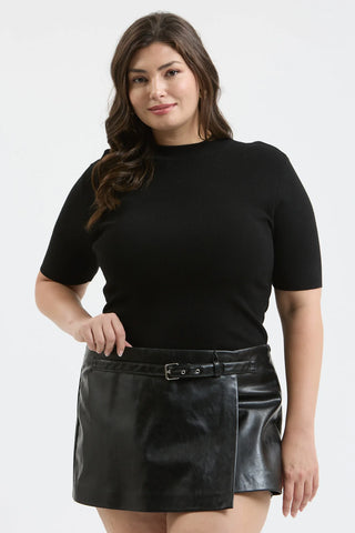 Mock Neck Short Sleeve Sweater Top