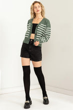 Load image into Gallery viewer, Striped Cropped Cardigan
