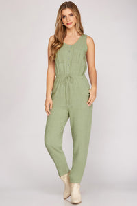 Sleeveless Button Down Jumpsuit
