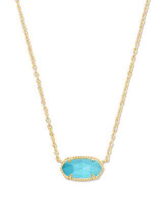 Elisa Short Pendant Necklace Gold + Turquoise Magnesite by Kendra Scott