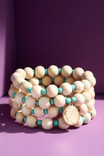 Load image into Gallery viewer, Set of 4 Wood Bead Bracelet with Colored Accents
