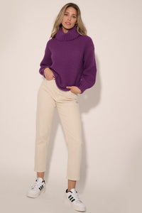 Solid Oversized Turtle Neck Long Sleeve Sweater