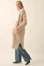 Load image into Gallery viewer, Solid Rib Knit Open Front Cable Knit Cardigan
