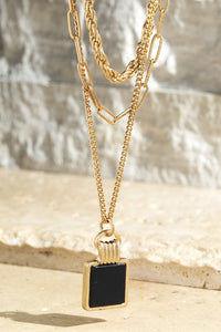 Square Natural Stone Layered Necklace