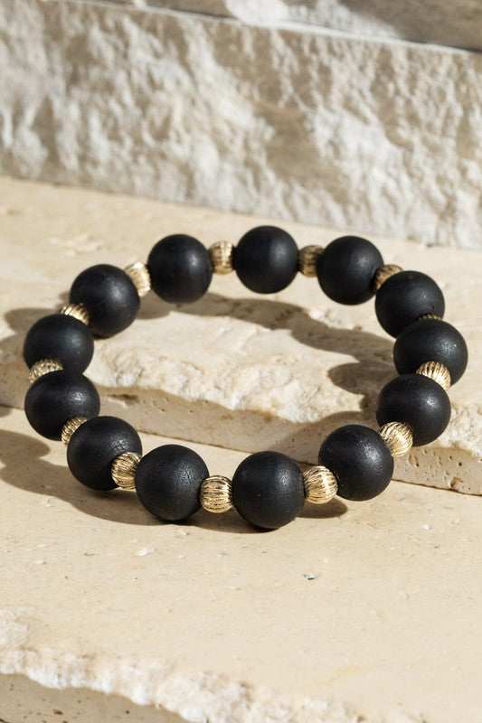 Stretch Wood Beaded Bracelet