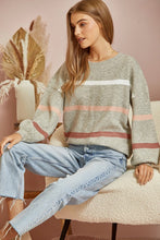 Load image into Gallery viewer, Striped Balloon Sleeve Sweater
