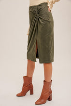 Load image into Gallery viewer, Twist Detailed Suede Midi Skirt
