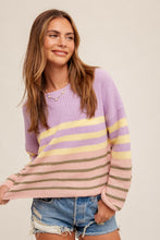 Load image into Gallery viewer, The Jasmine Colorblock Striped Sweater
