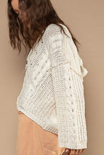 Load image into Gallery viewer, V-Neck Hooded Cable Knit Chenille Pullover
