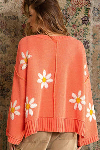 V-Neck Daisy Pullover Sweater