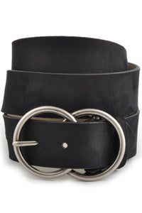 Vegan Suede Belt with Double Ring Buckle