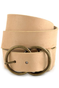 Vegan Suede Belt with Double Ring Buckle