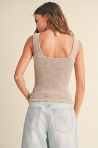 Washed Textured Knit Sleeveless Top