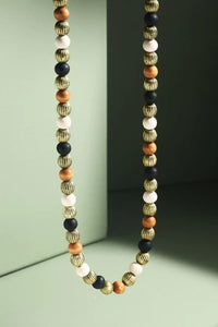 Wood & Steel Beaded Necklace