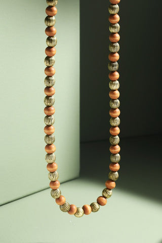 Wood & Steel Beaded Necklace
