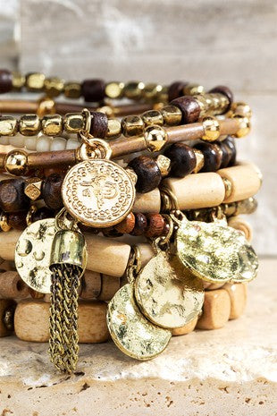 Wood and Metal Boho Bracelet