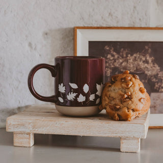 Brown Fall Leaves Stoneware Mug - Fall Decor & Gifts