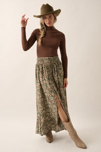 Floral Print Woven Maxi Skirt