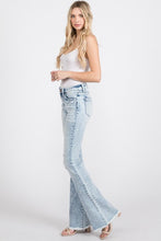 Load image into Gallery viewer, Distressed Mid-Rise Petite Flare Jeans with Frayed Hem
