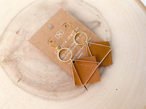 Diamond Leather Drop Earrings  Natural