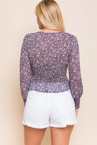 Floral Front Tie Blouse