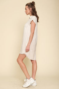 Frayed Edge Stripe Shirt Dress