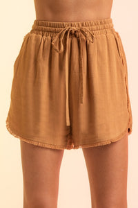 High-Waisted Frayed Hem Mini Shorts