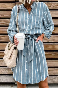 Striped Shirt Midi Dress