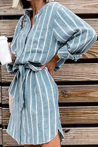 Striped Shirt Midi Dress