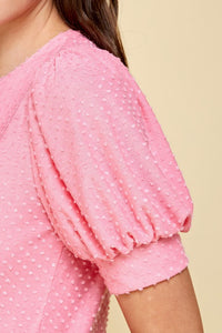 Swiss Dot Top with Puffed Sleeves