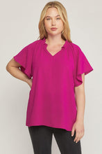 Load image into Gallery viewer, Solid  V-Neck Flutter Sleeve Top
