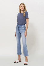 Load image into Gallery viewer, Sunfaded High Rise Criss Cross Kick Flare Jeans by Vervet
