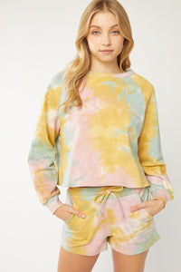Tie-dye Cropped Pullover Sweater