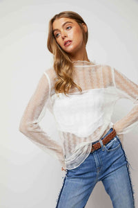 Turtle Neck Sheer Top