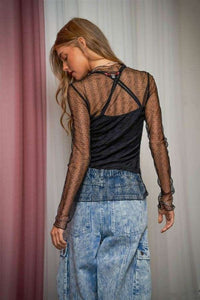 Turtle Neck Sheer Top