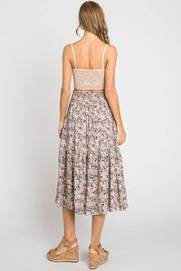 Tiered Floral Smocked Skirt