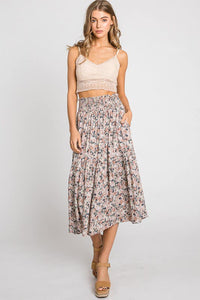 Tiered Floral Smocked Skirt