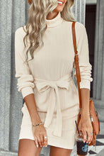 Load image into Gallery viewer, Turtleneck Belted Dress
