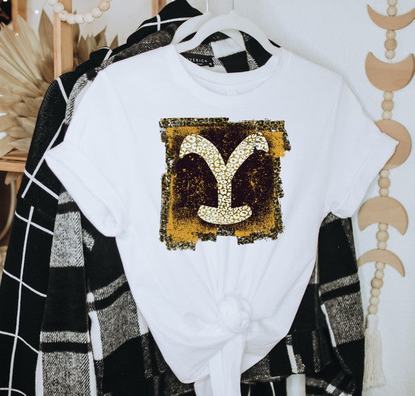 Distressed Y Leopard  Tee