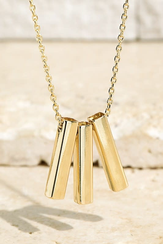 Brass Bar Pendant Necklace