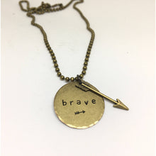 Load image into Gallery viewer, Antiqued Bronze Ball Necklace, Arrow, 24&quot; Chain
