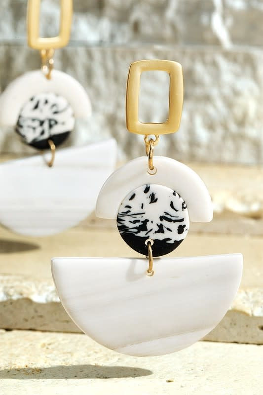 Handmade Geometric Clay Dangle Earrings