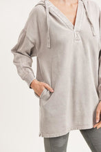 Load image into Gallery viewer, Longline Mineral-Washed V-Neck Pullover
