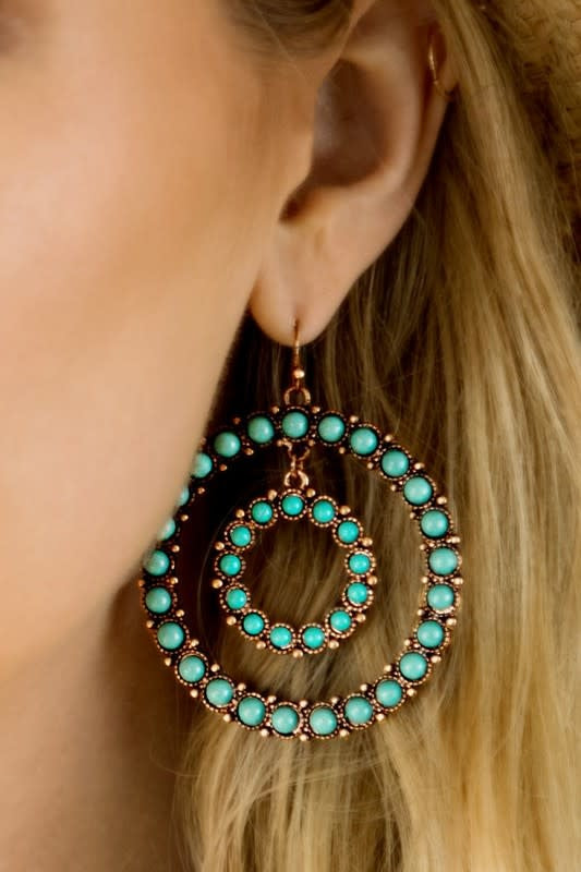 Natural Stone Double Loop Earrings