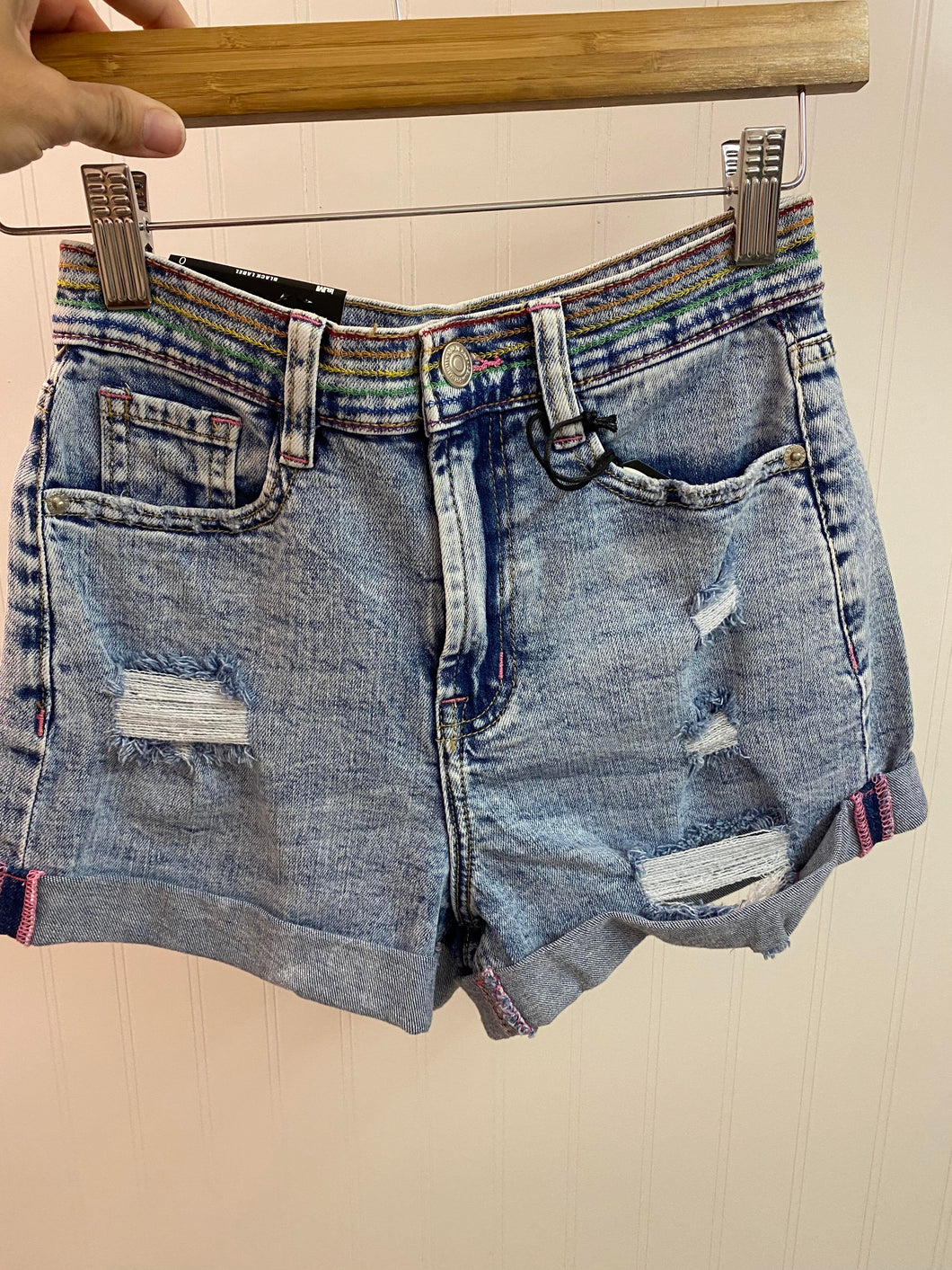 High Rise Rainbow Stitch Shorts