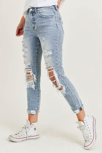 Risen Distressed Cuffed Skinnies Plus