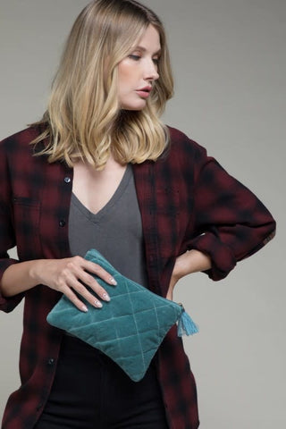 Velvet Metallic Quilted Pouch