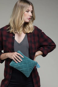 Velvet Metallic Quilted Pouch