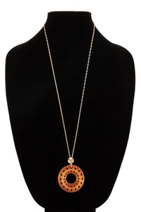 Wood Circle Pendant Necklace